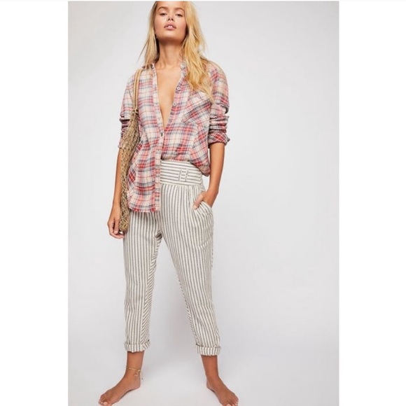 NWT FREE PEOPLE JUNIPER RIDGE PLAID HERRINGBONE BUTTON DOWN LONG SLEEVE SHIRT - Picture 3 of 7